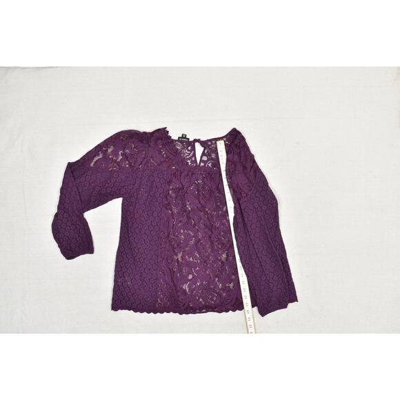 Torrid Women's Plus Size 00 Purple Lace Crochet Long Sleeve Blouse Top - Picture 6 of 8